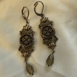 Elegant Silver and Black Dangle Earrings